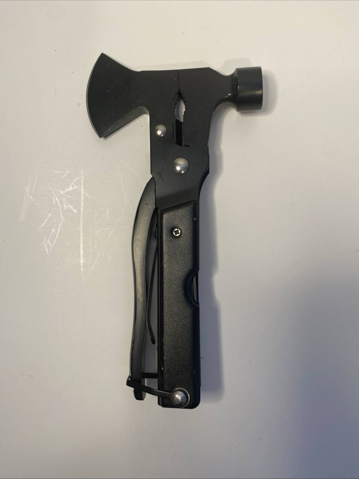 Axe Style Folding Multi Tool Pliers Knife Saw Black Used