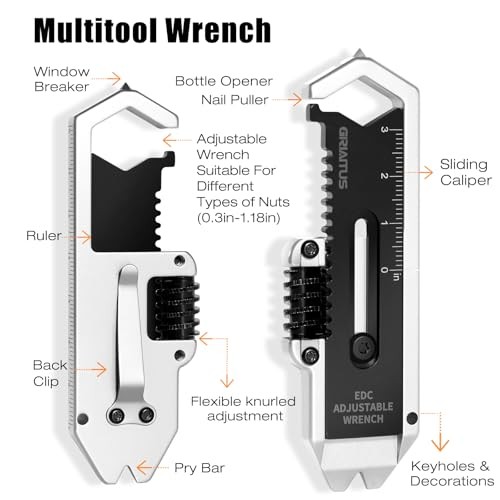 Small Multitool Wrench 9 in 1 Pocket Adjustable Wrench for Screw with Mini Pry