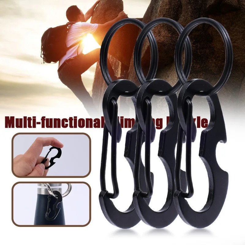 1/5PCS Multipurpose Key Ring Outdoor Camping Bottle Opener Carabiner Multi Pocke