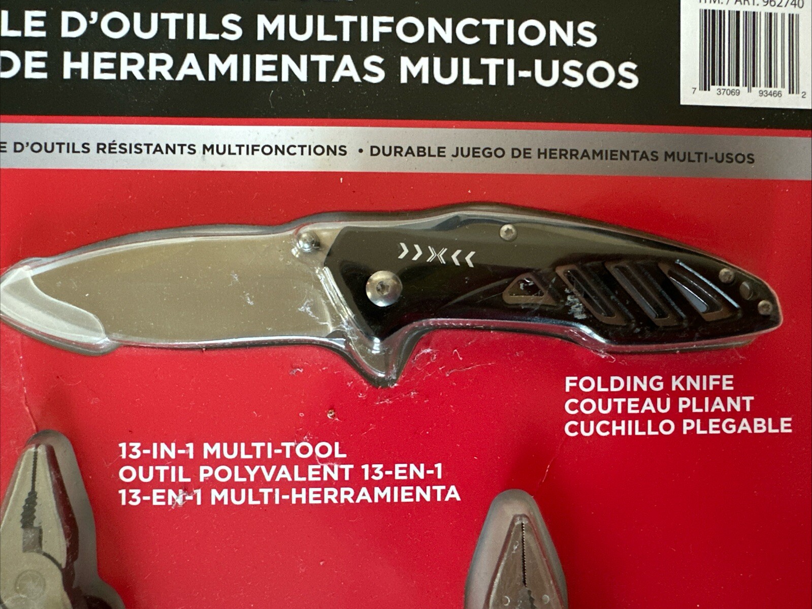 FOUR PIECE 14IN1 & 13IN1 MULTI-FUNCTION SNAP TOOL SET FOLDING KNIFE FLASHLIGHT