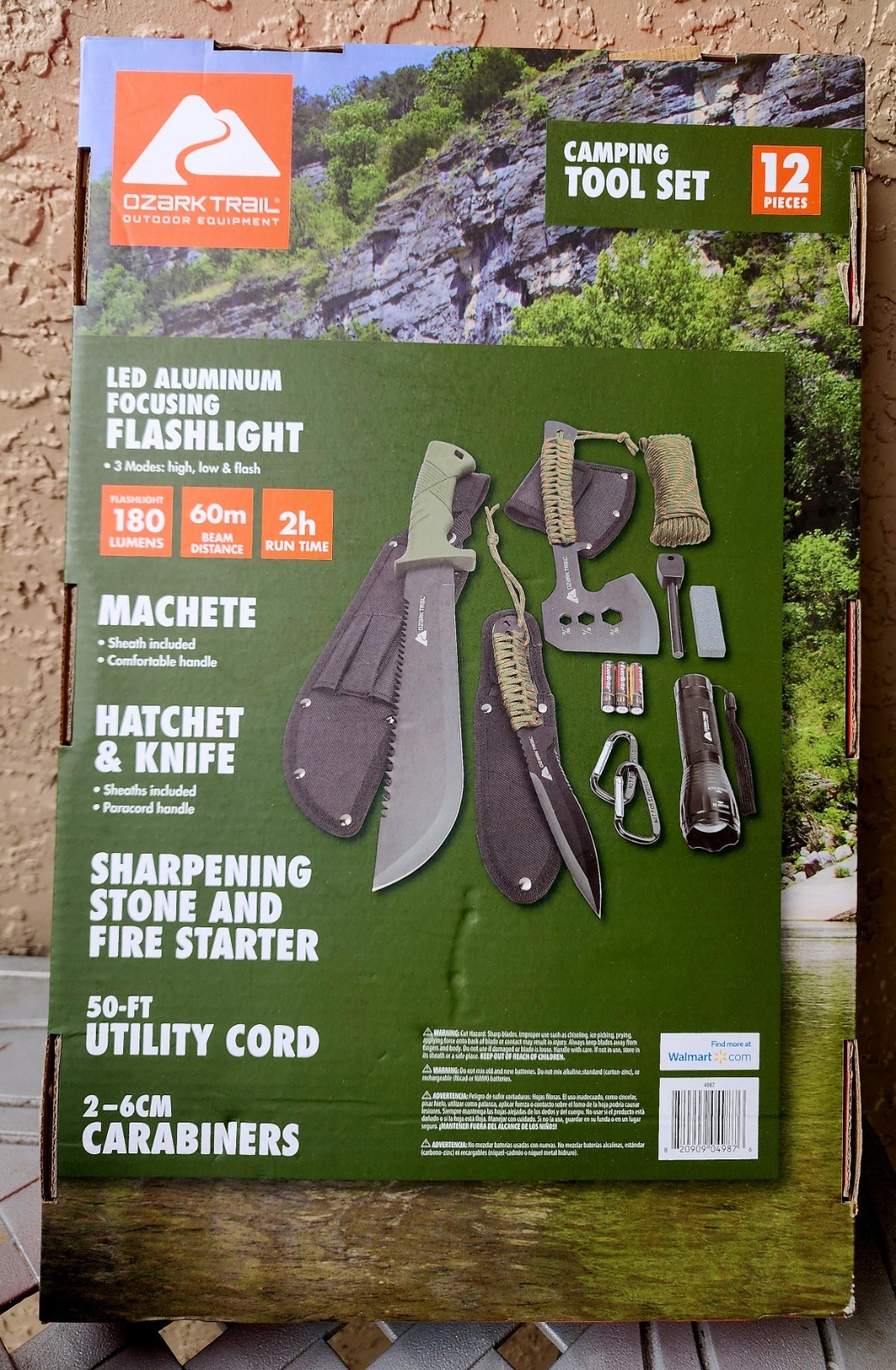 Ozark Trail 12 Piece Camping Tool Set Machete Hatchet Knife Flashlight New