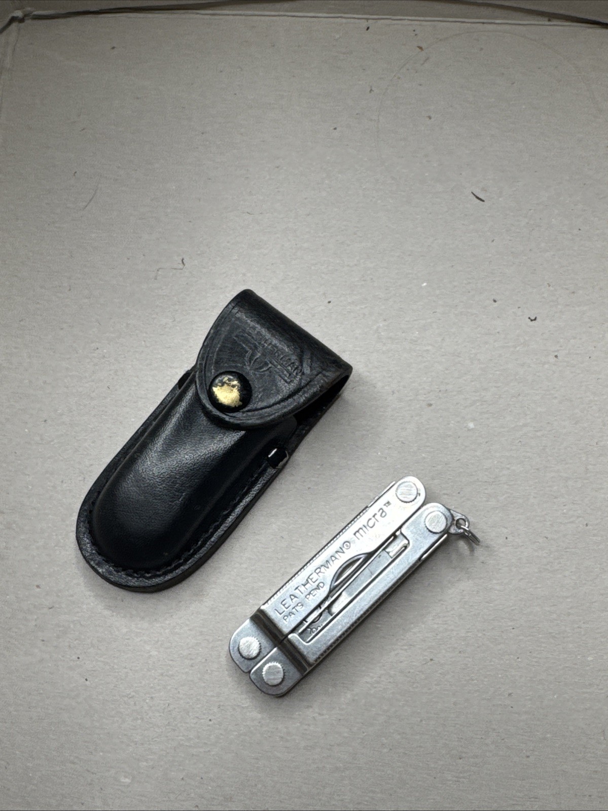 Leatherman Micra Multi-Tool, Knife, Scissors, Stainless With Leather Case RARE