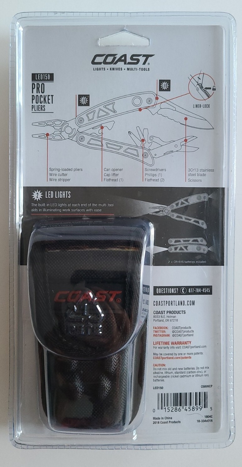 Coast LED150 Silver Pro Pocket Pliers C5899CP