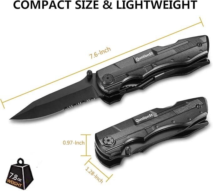New QuntionSt 12 in 1 Pocket Knife Multitool Lock Screwdriver Camping Fold 7″
