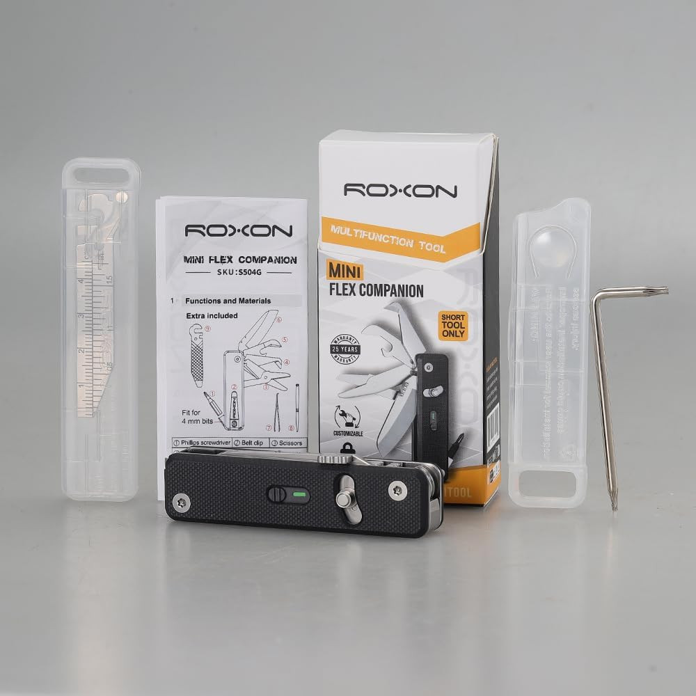 ROXON S504G Mini Flex Companion-7 in 1 Multitool EDC Pocket Knife with G10 Handl
