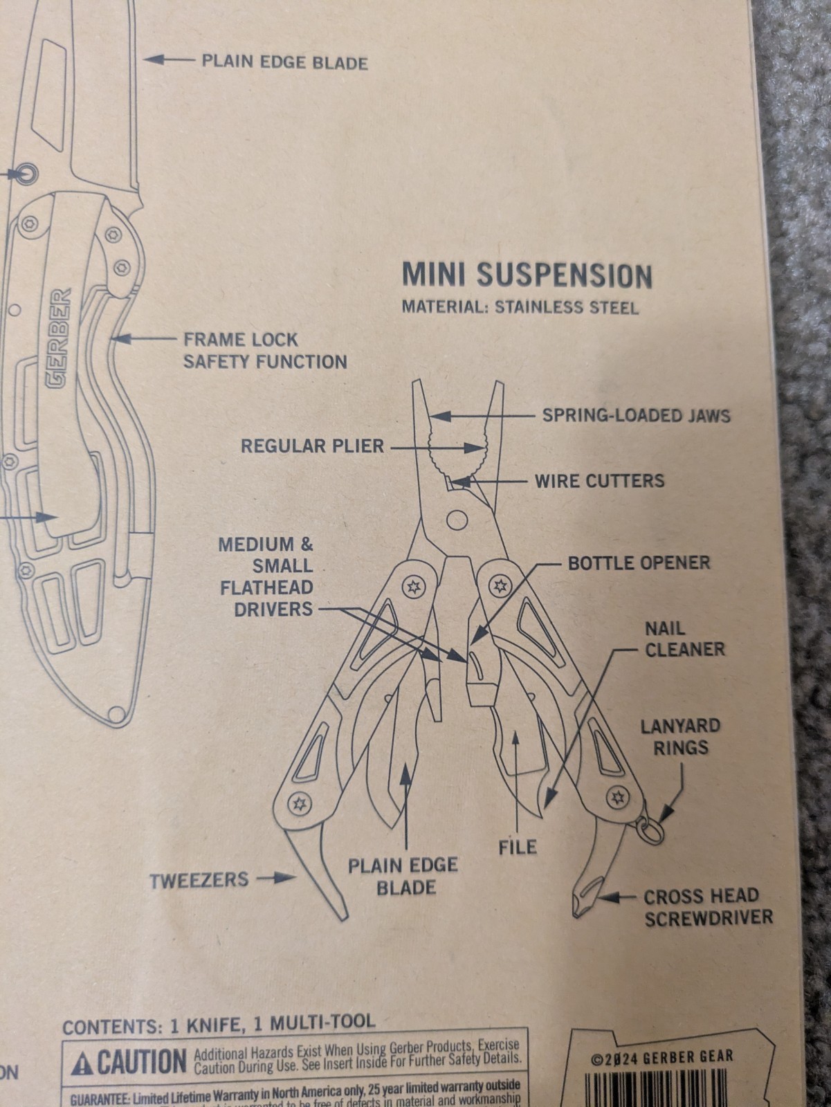 Gerber Mini Suspension Multi Tool Ripstop 1 Knife Gift Pack