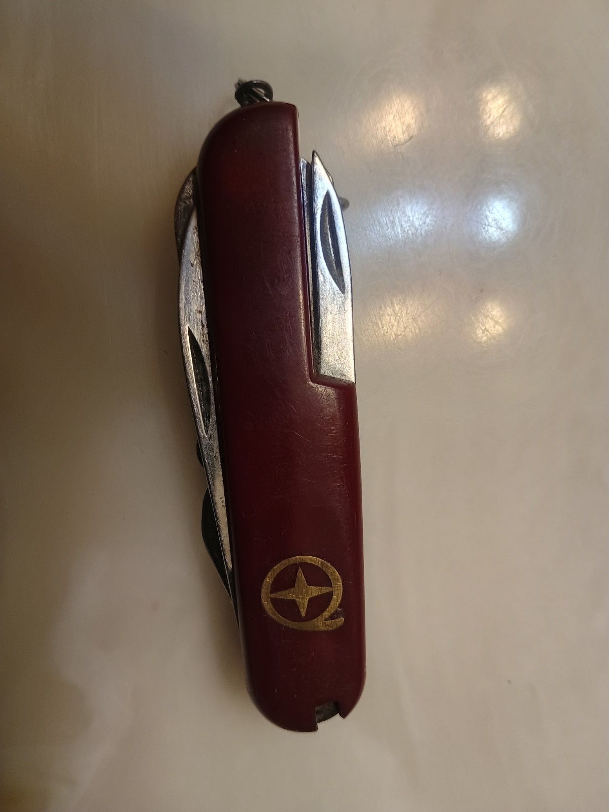 Red Multi-Tool Pocket Knife Stainless Steel with Star Logo, Knife, Corkscrew