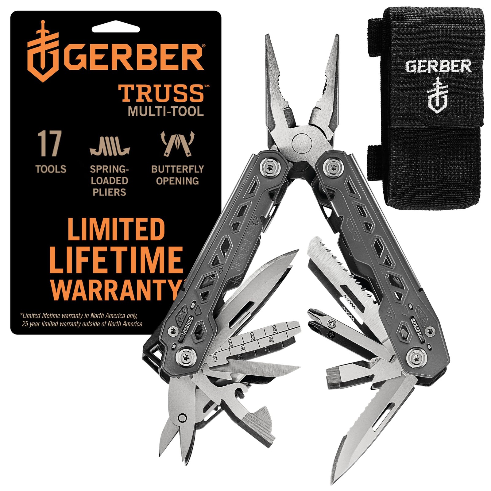Gerber Gear Truss 17-in-1 Multi Tool Needle Nose Pliers Gray Sheath