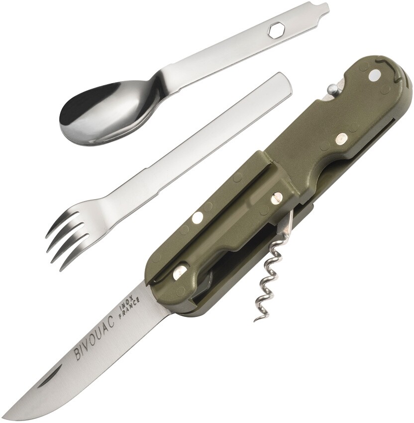 TB Outdoor French Army Camp MultiTool Knife Small Blade Green ABS Handle TBO056
