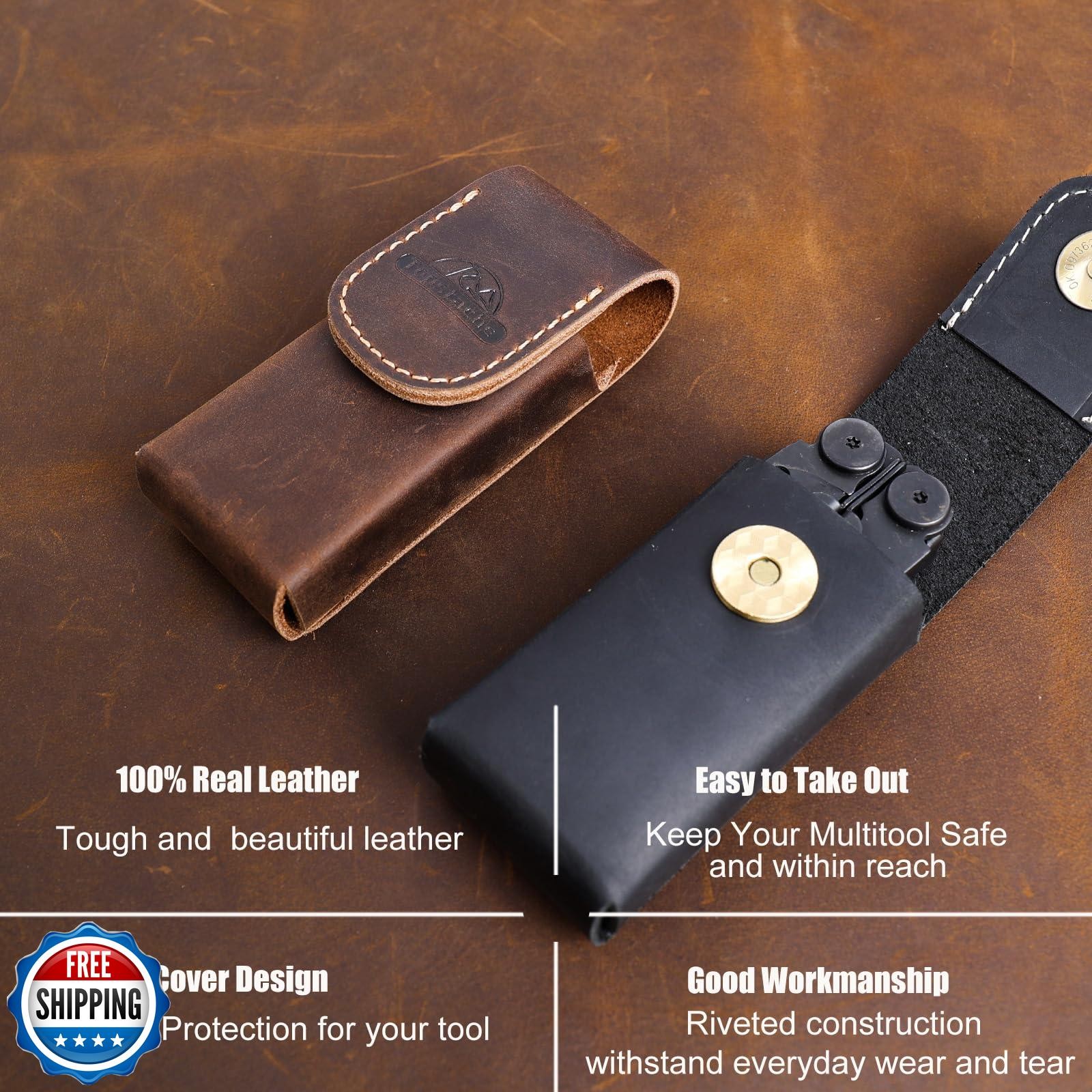 Topstache Leather Multitool Sheath for Belt – Multitool Holster for Leatherma