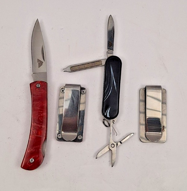 Ozark Trail 4-piece Combo Knife, Multitool, Money Clips – Stainless Steel