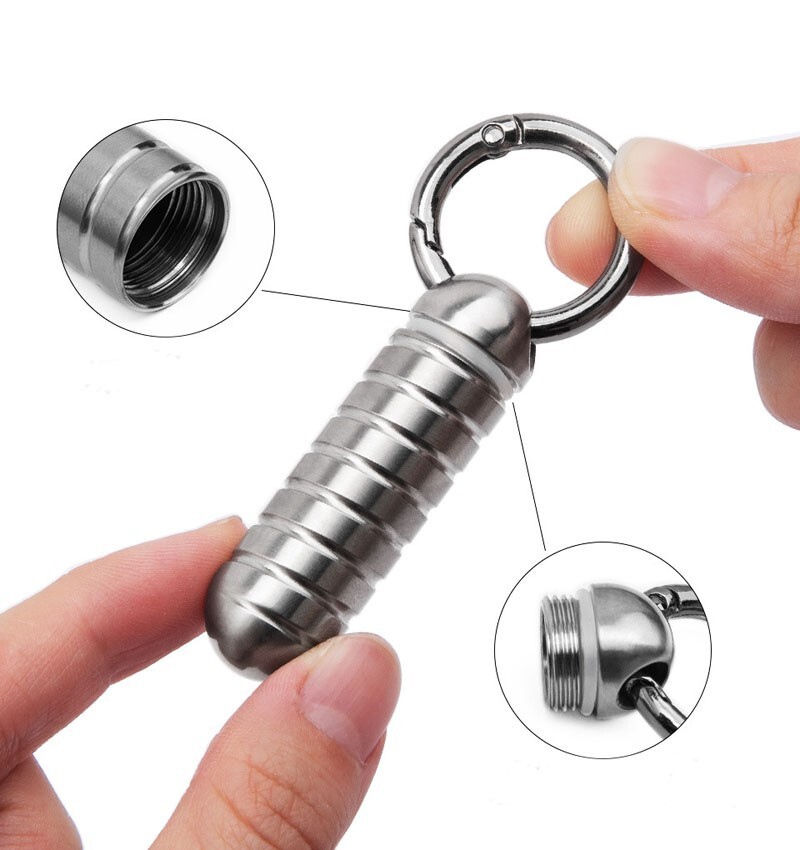EDC Box Titanium Waterproof Box Sealed Container Outdoor Survival Tool with Ring