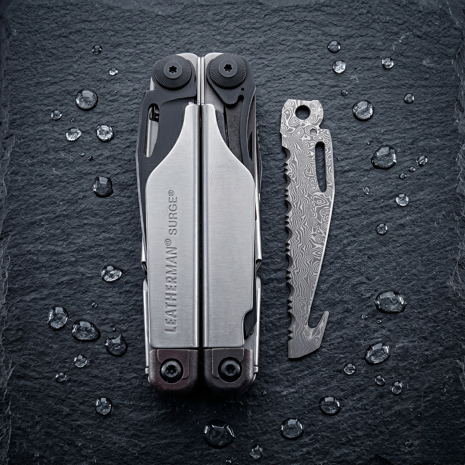 2-in-1 VG10 Damascus Main & Saw Blade – For Leatherman CHARGE TTI/WAVE | HRC60+