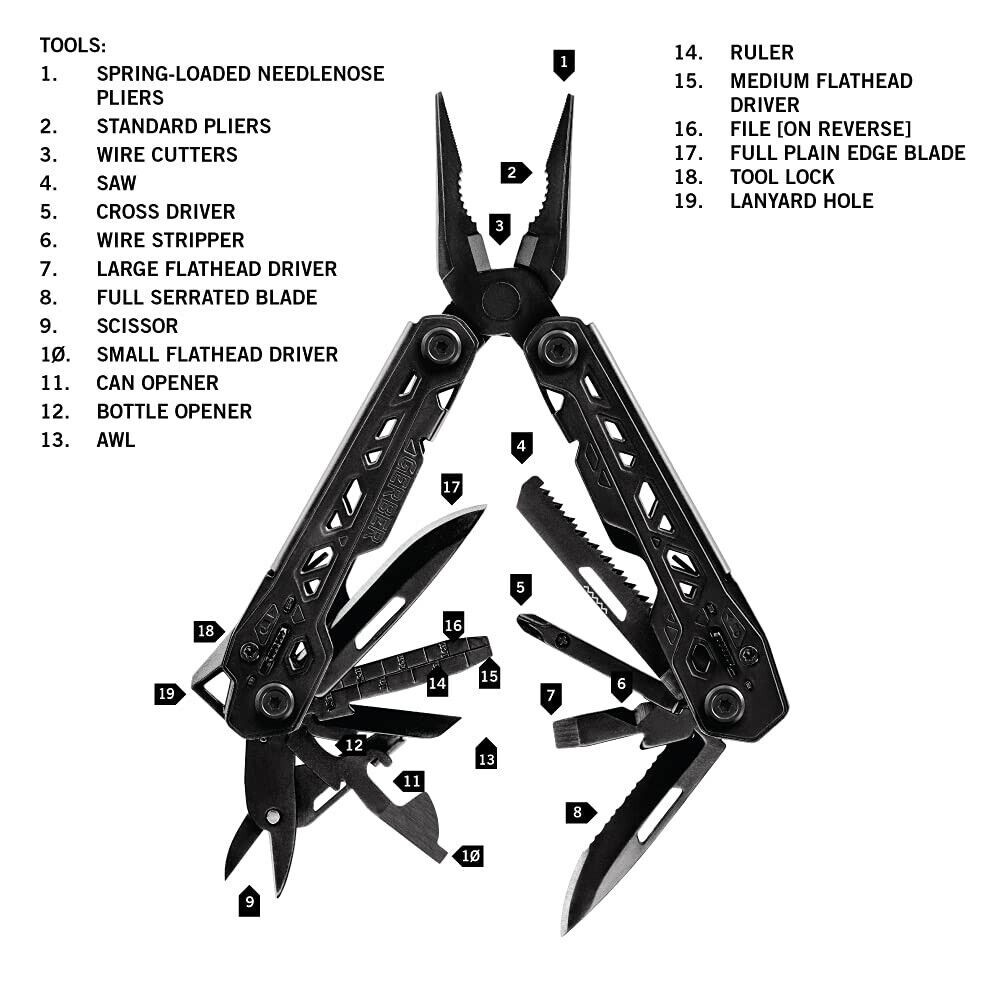 Gerber Gear Truss Multitool, Gifts for Men, 17-in-1 EDC Needle Nose Pliers, incl
