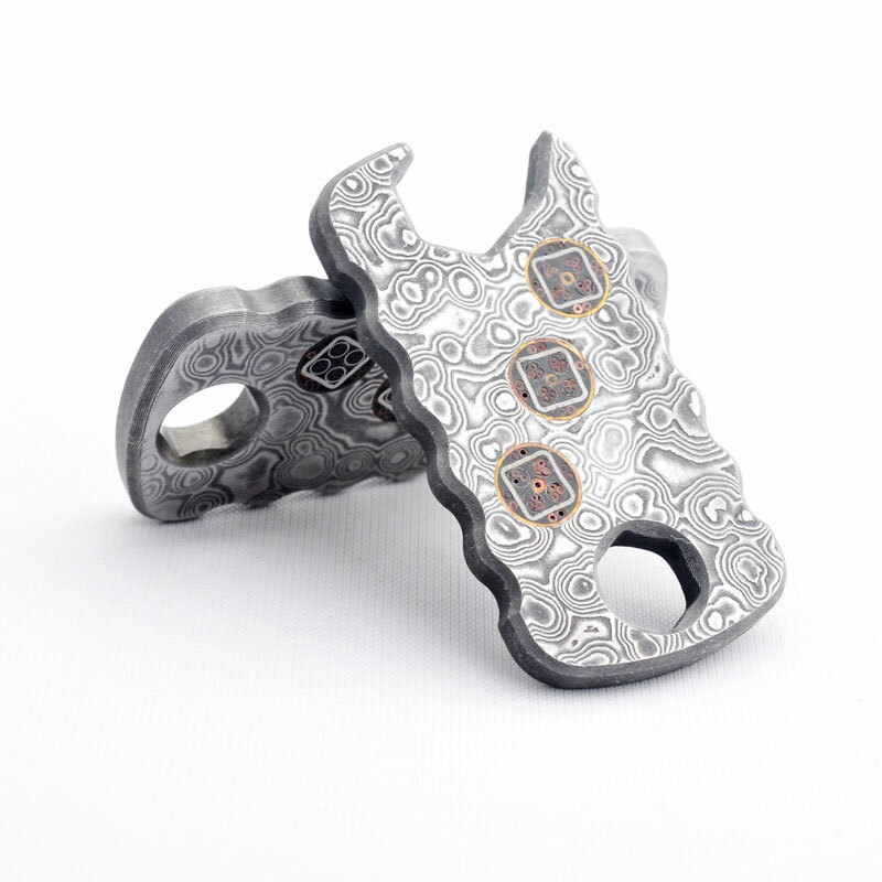 EDC Damascus Steel Multi Tools Card Necklace Wrench Bottle Opener Keychain