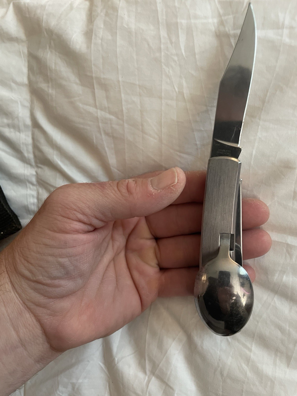 KA-BAR Model 1300 Stainless Steel Multi-Tool Knife Fork Spoon w/ Sheath – Great