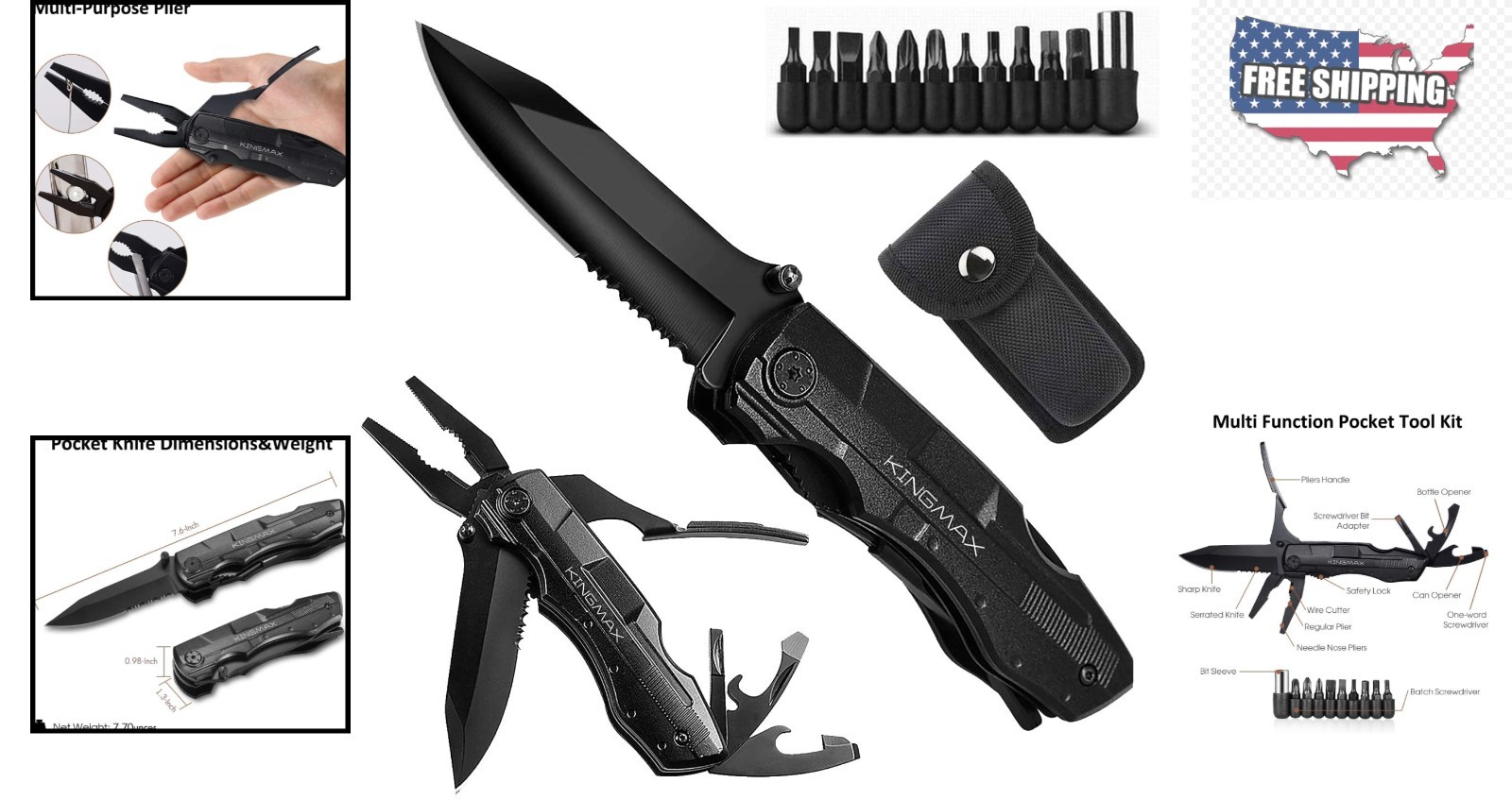 Ergonomic Folding Multitool Knife – Perfect for Camping, Daily Use & Emergencies