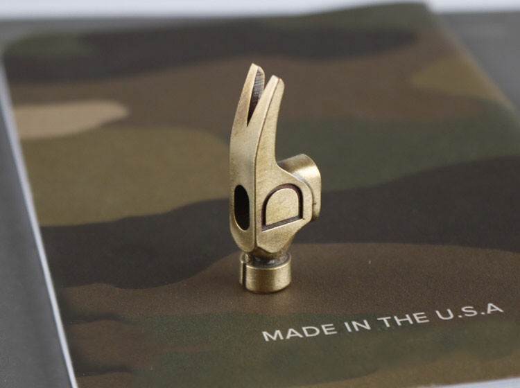 Solid Retro Brass DIY Hammer Creative Crowbar Keychain Knife Pendant EDC Tool