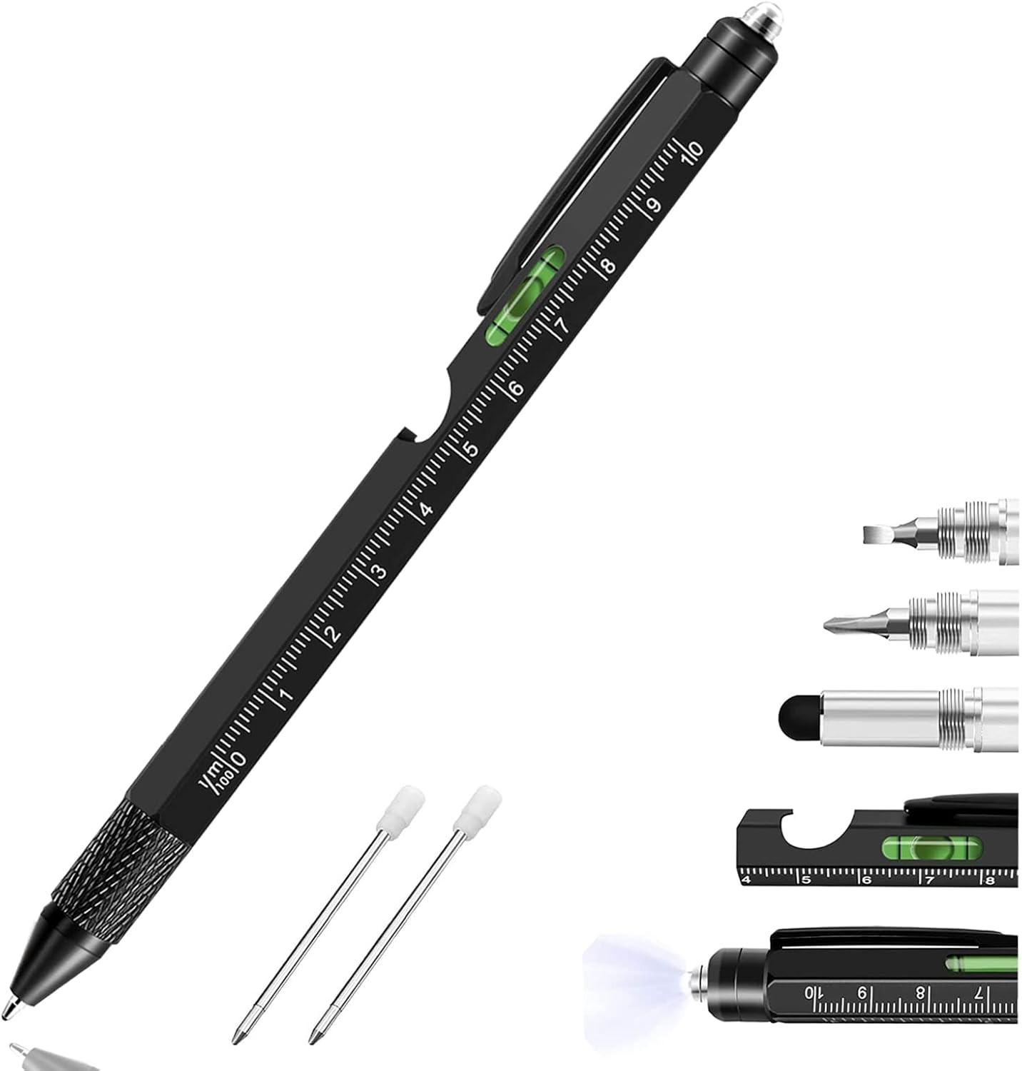 Multi-tool Pen Set 9 in 1 Gift Pen Men Ruler Metric Imperial Screwdriver Flat