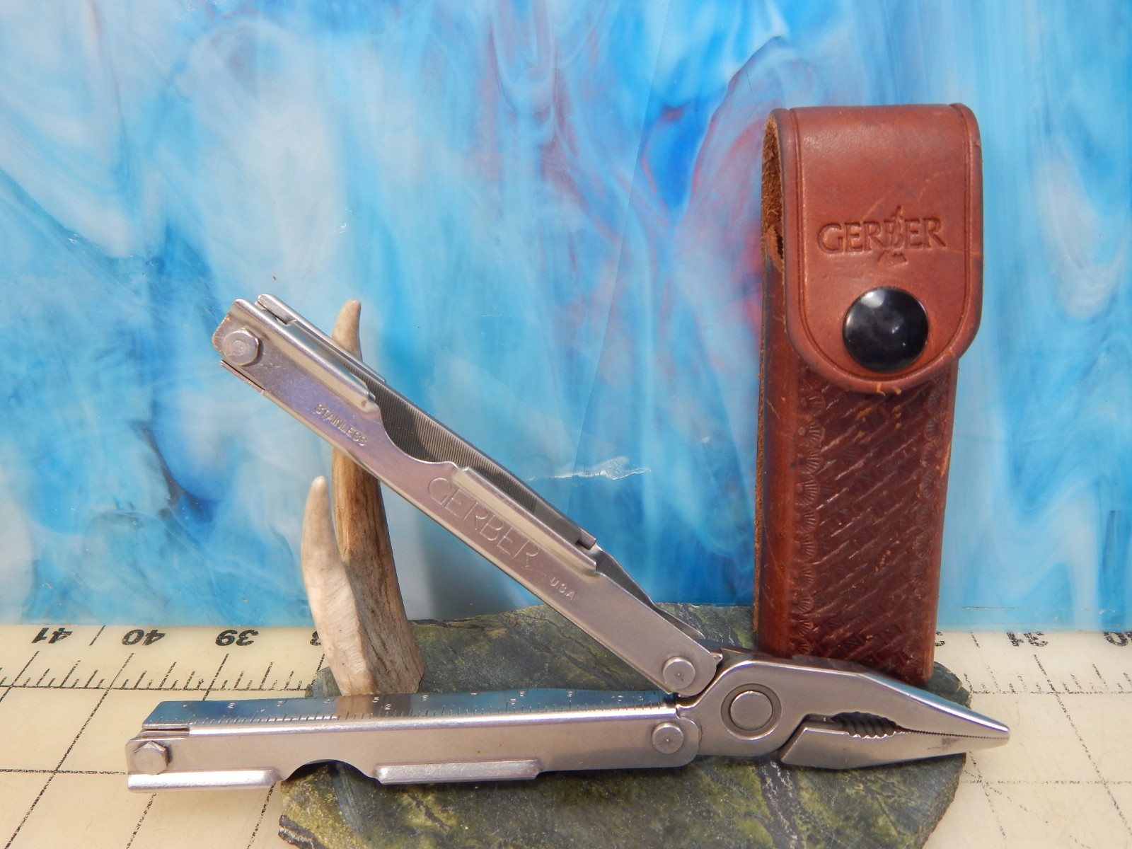 VINTAGE Gerber MPT Military Provisional Tool leather sheath multi-tool pliers