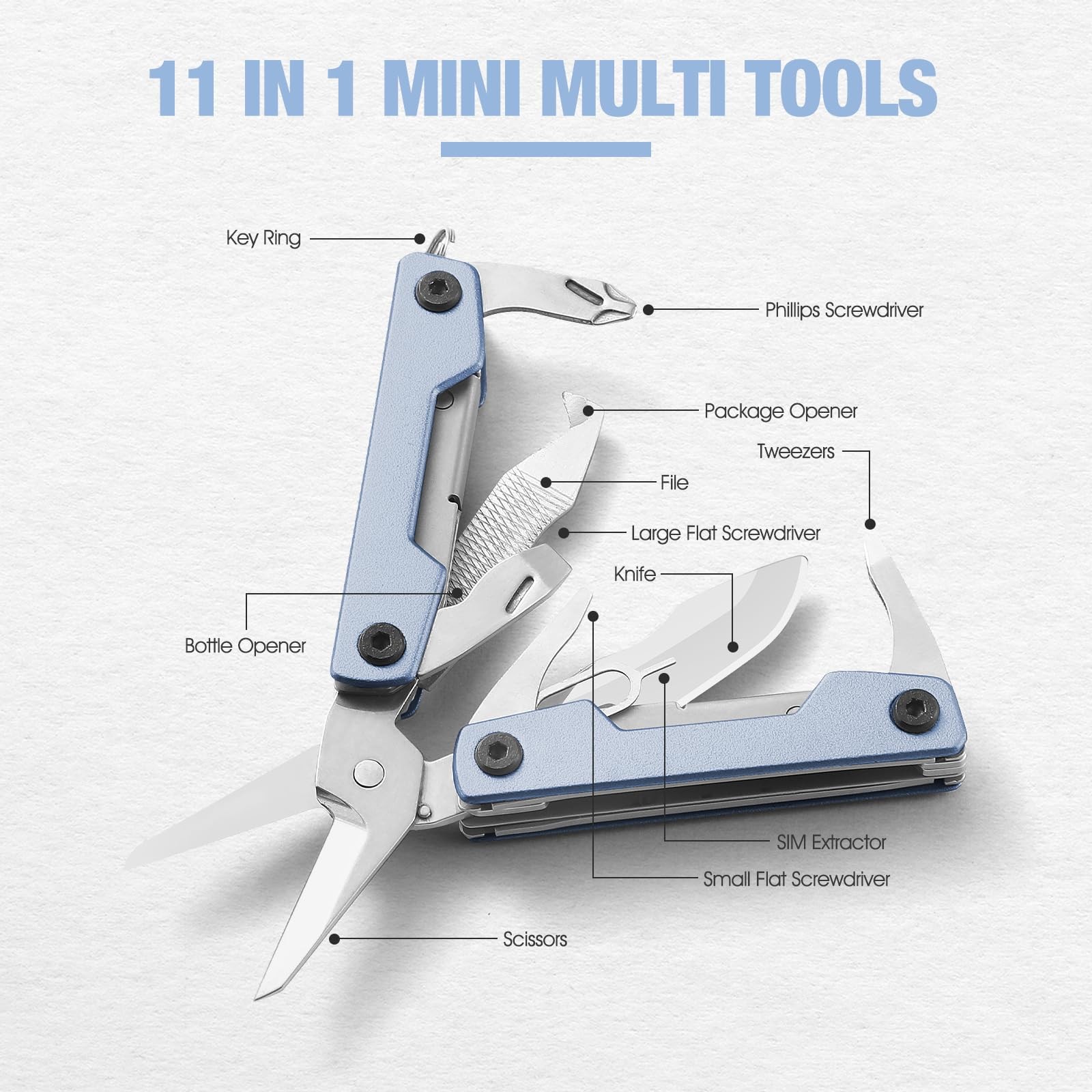 Multitool with Pocket Knife,Gifts for Men and Women, 11-in-1 Mini EDC Multito…