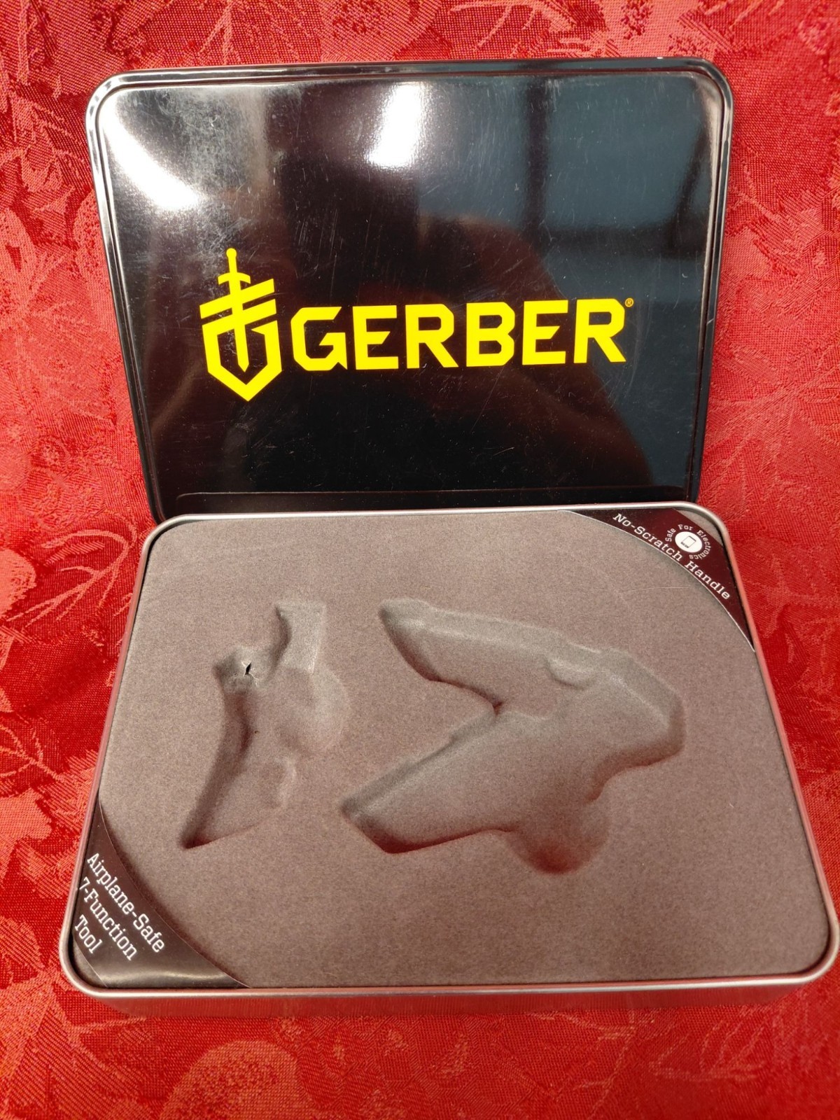 Gerber Logo Black & Yellow Empty Tin **ONLY Storage Box 7″ x 5″” x 1.5″ Insert