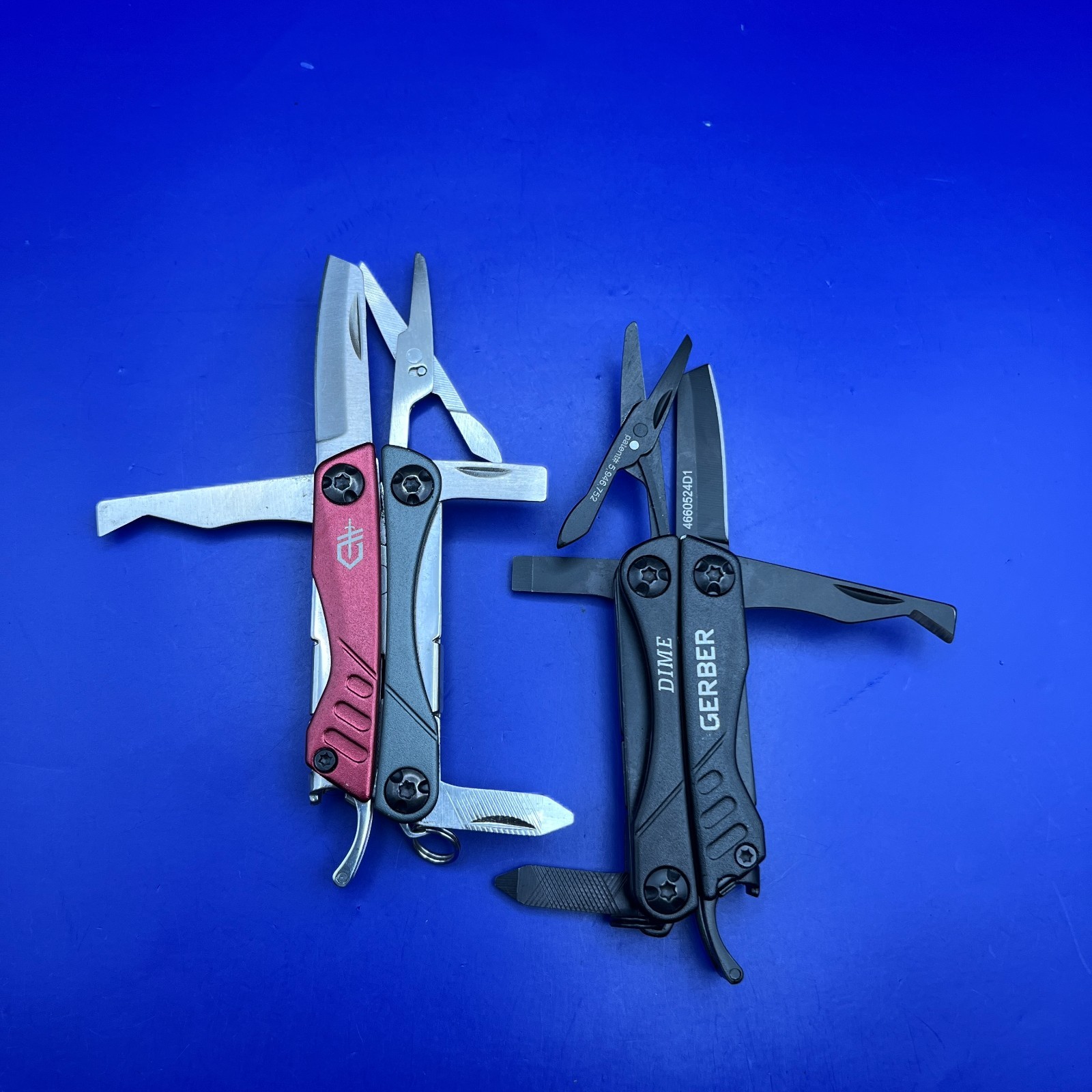 Lot of 2 Gerber Dime Multi-Tools Small Keychain Pliers Knife File Scissors