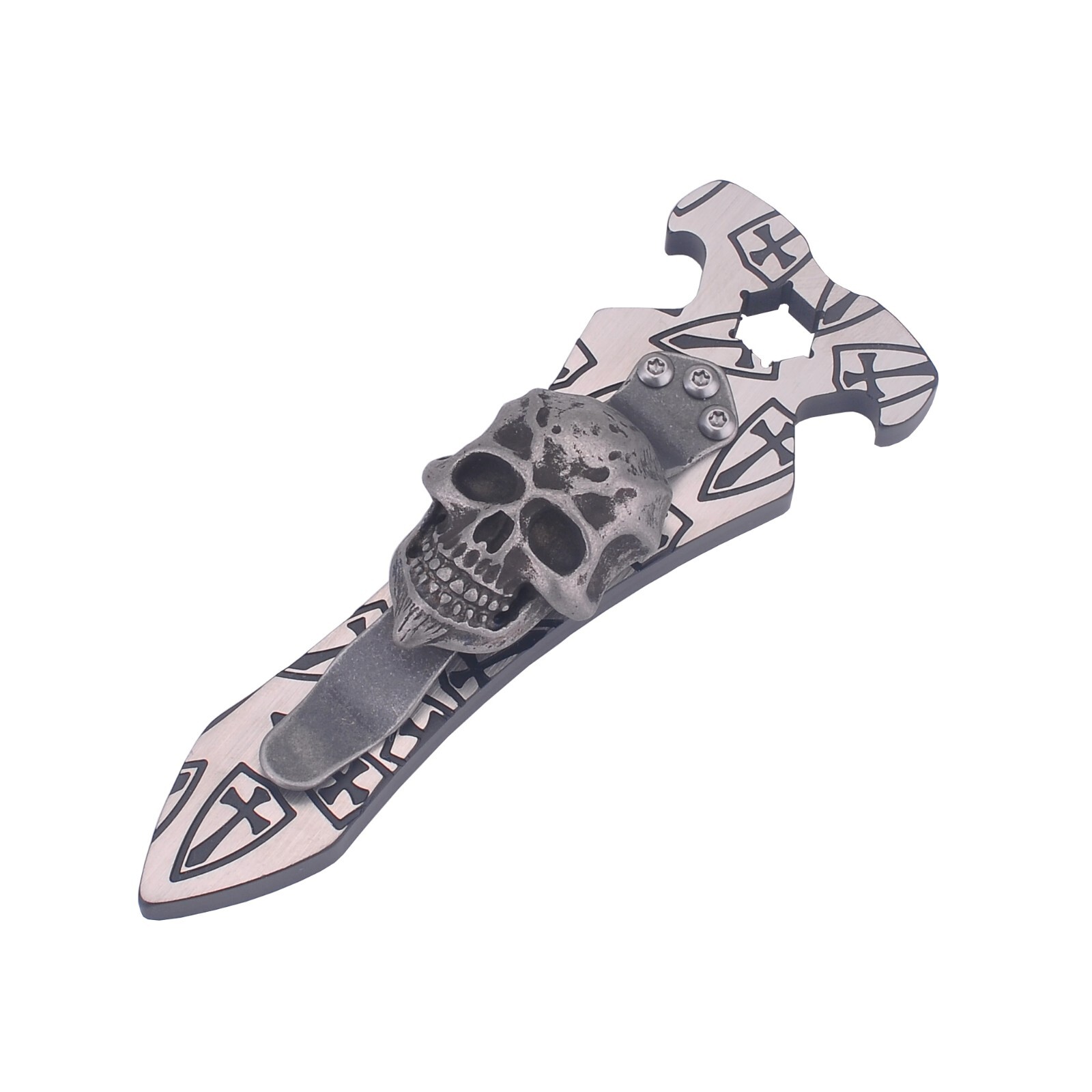 New Titanium Steel Portable Screwdriver Bottle Opener Key Chain Skull Pendant