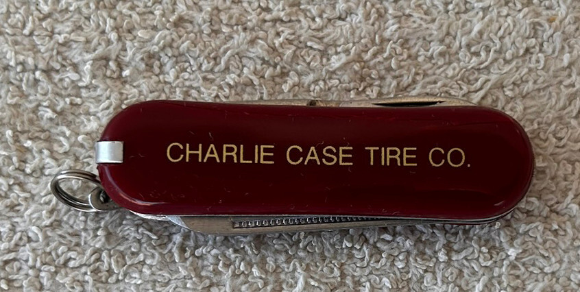 Vintage Army Knife Multi Tool With Case Firestone Charlie Case Tires Small 2.25″