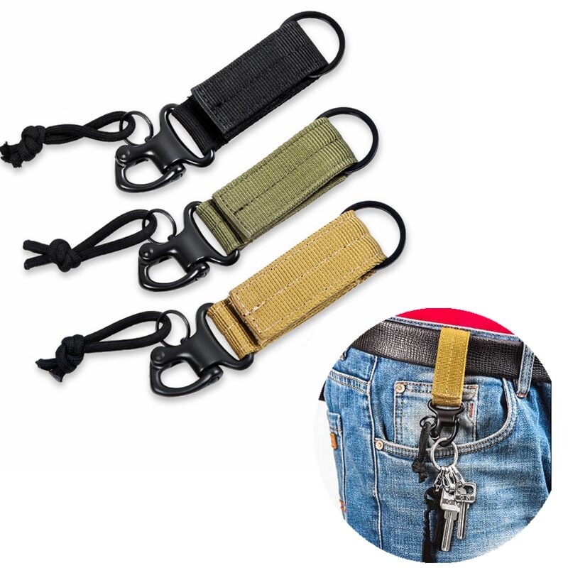 Outdoor Tactical Nylon Keychain Hook Camping Equipment Backpack Buckle Accessory
