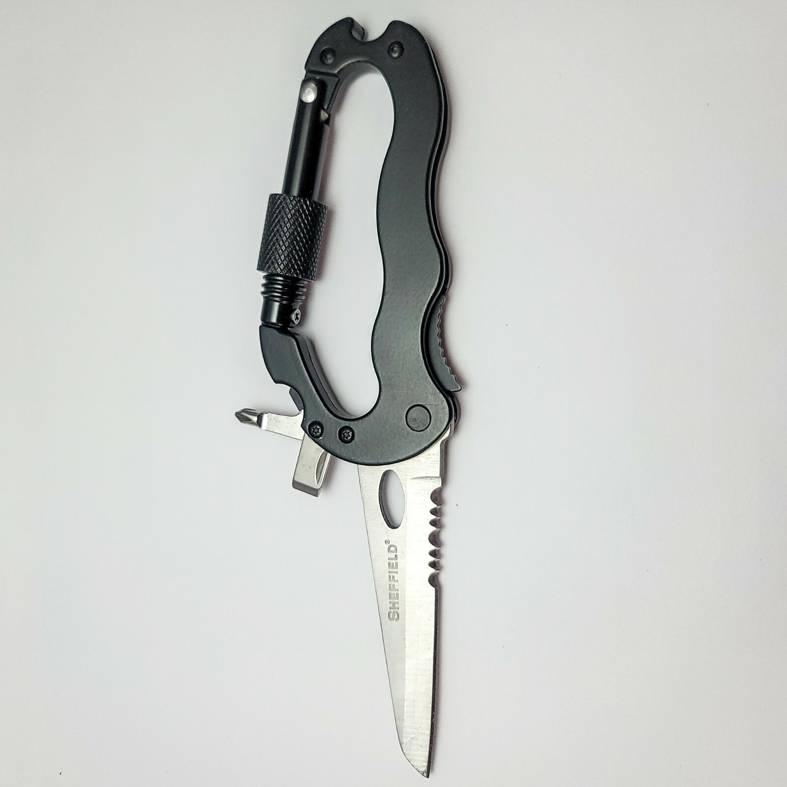 Sheffield Black Aluminum Wilco 4-In-1 Carabiner Multi-Tool