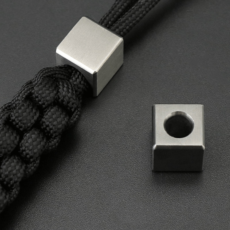 Square TC4 CNC Knife Lanyard Bead EDC DIY Parachute Pendant Rope Braiding Tool