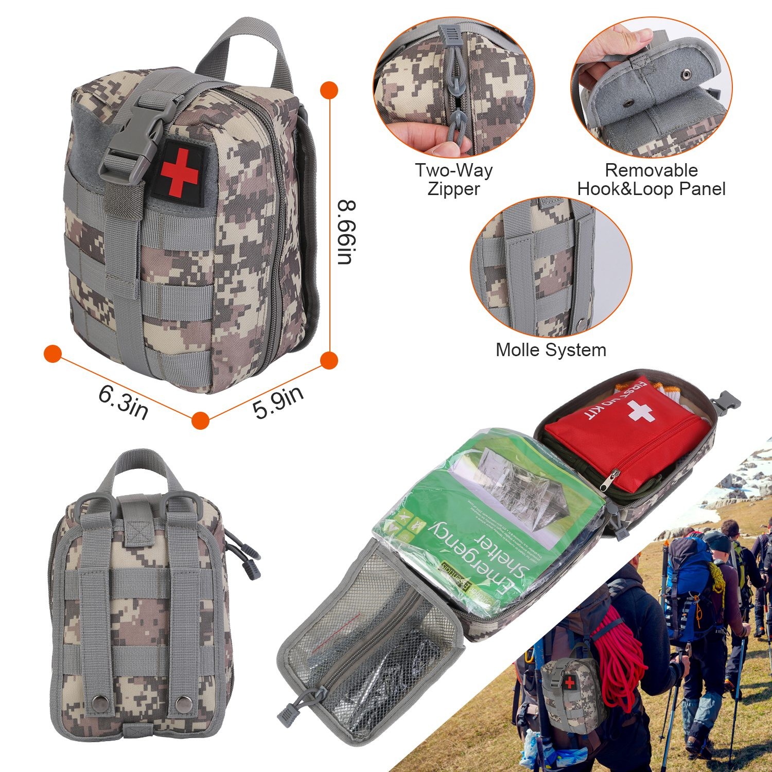 125Pcs professional emergency survival gear – tactical first aid kit for camping