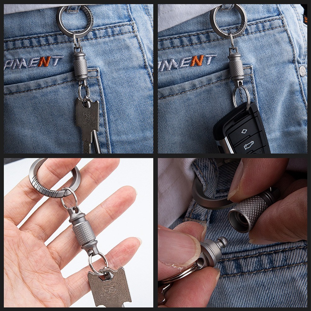 Alloy Keychain Detachable Car Key Holder 360° Swivel Quick Release Tool New