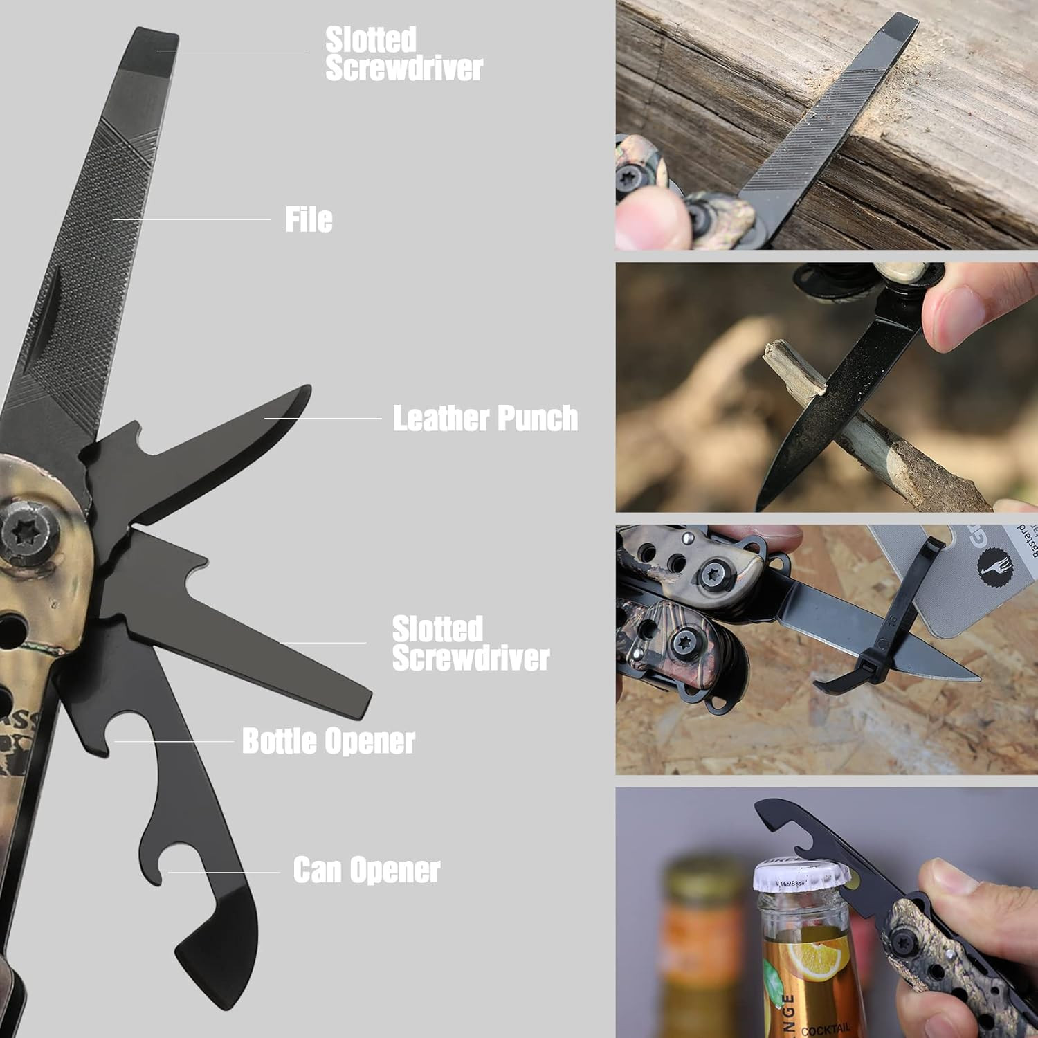 Multitool, 13-In-1 Folding Multi Tool Plier with Nylon Sheath, Stainless Steel C