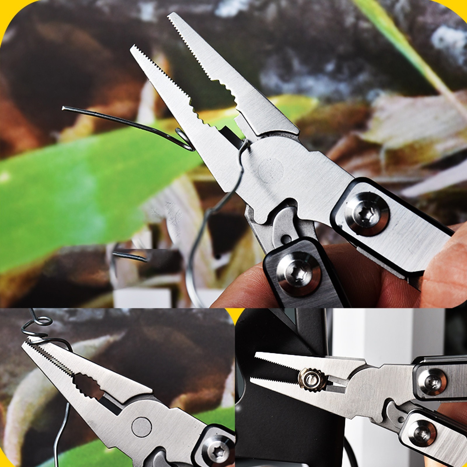 6-in-1 Stainless Steel Multitool Pocket Pliers EDC Utility Tool with Blades