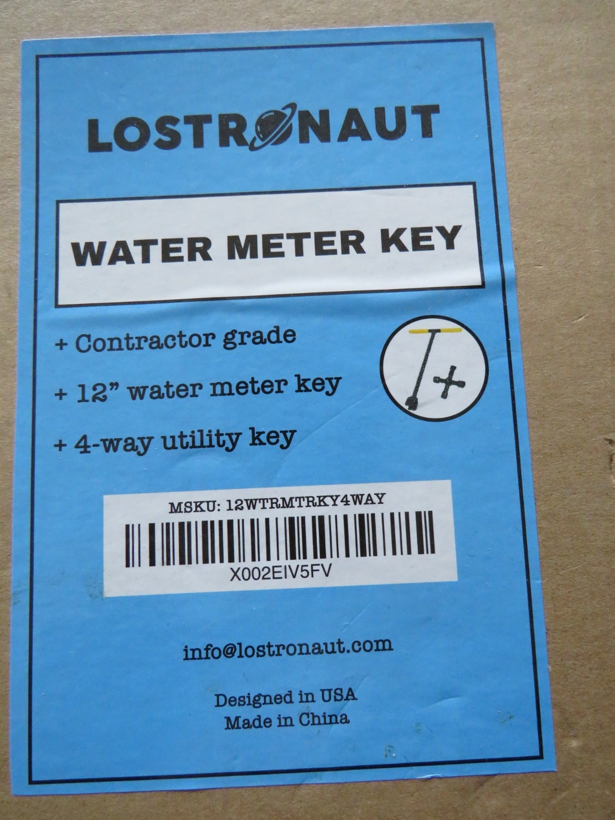 Lostronaut Water Meter Key Tool Contractor Grade 12″ Key 4-Way Utility Key