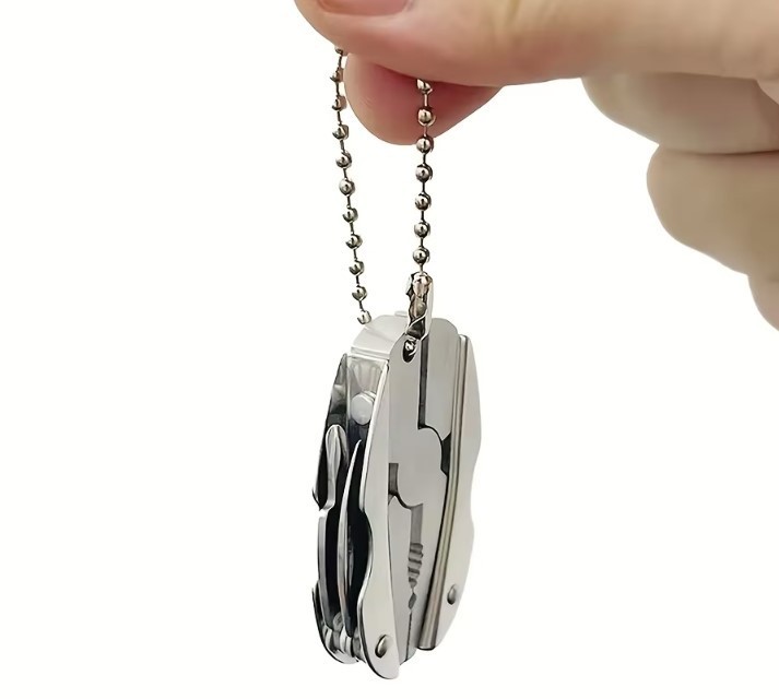 Stainless Steel Folding Multi-Tool Keychain Pliers Screwdriver EDC Camping Gear
