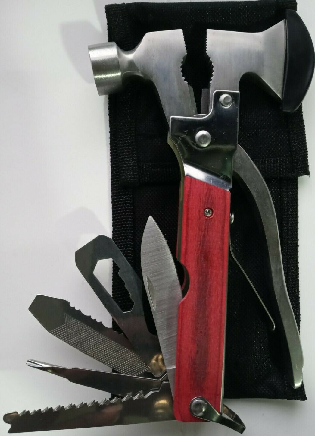 Camping Accessories Hatchet Multitool, 18-in-1 Survival Gear for Outdoor Hunting
