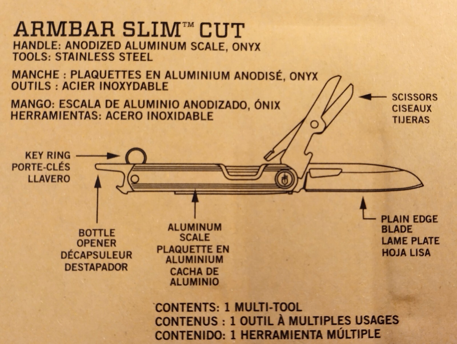 Gerber Armbar Slim Cut Multi-Tool Knife Color: Onyx
