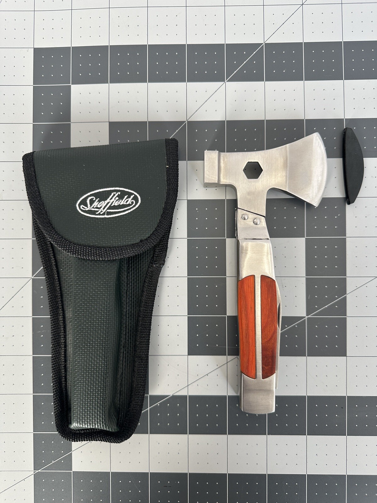 Sheffield Camper 12-In-1 Multi-Tool 12301 Axe Head Saw Hammer Screwdriver w/case