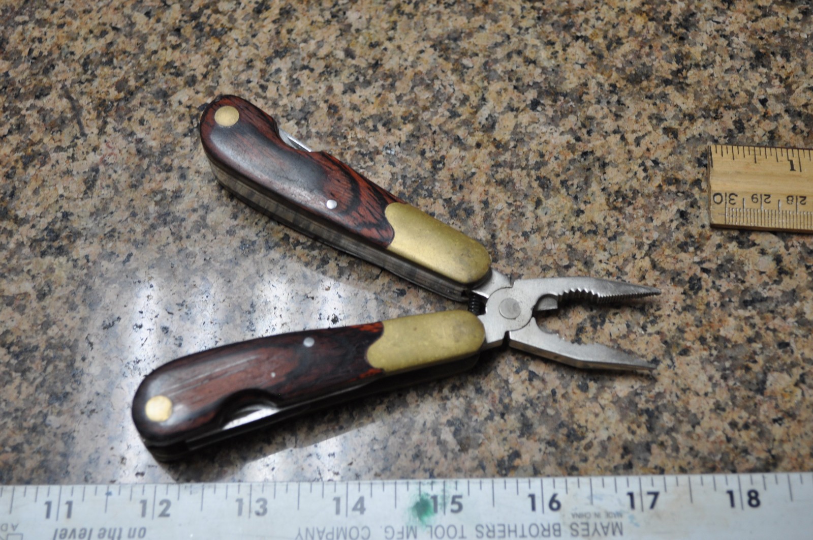 HUSKY Multi-Tool Brass Wood vintage see pictures for more info on content / cond
