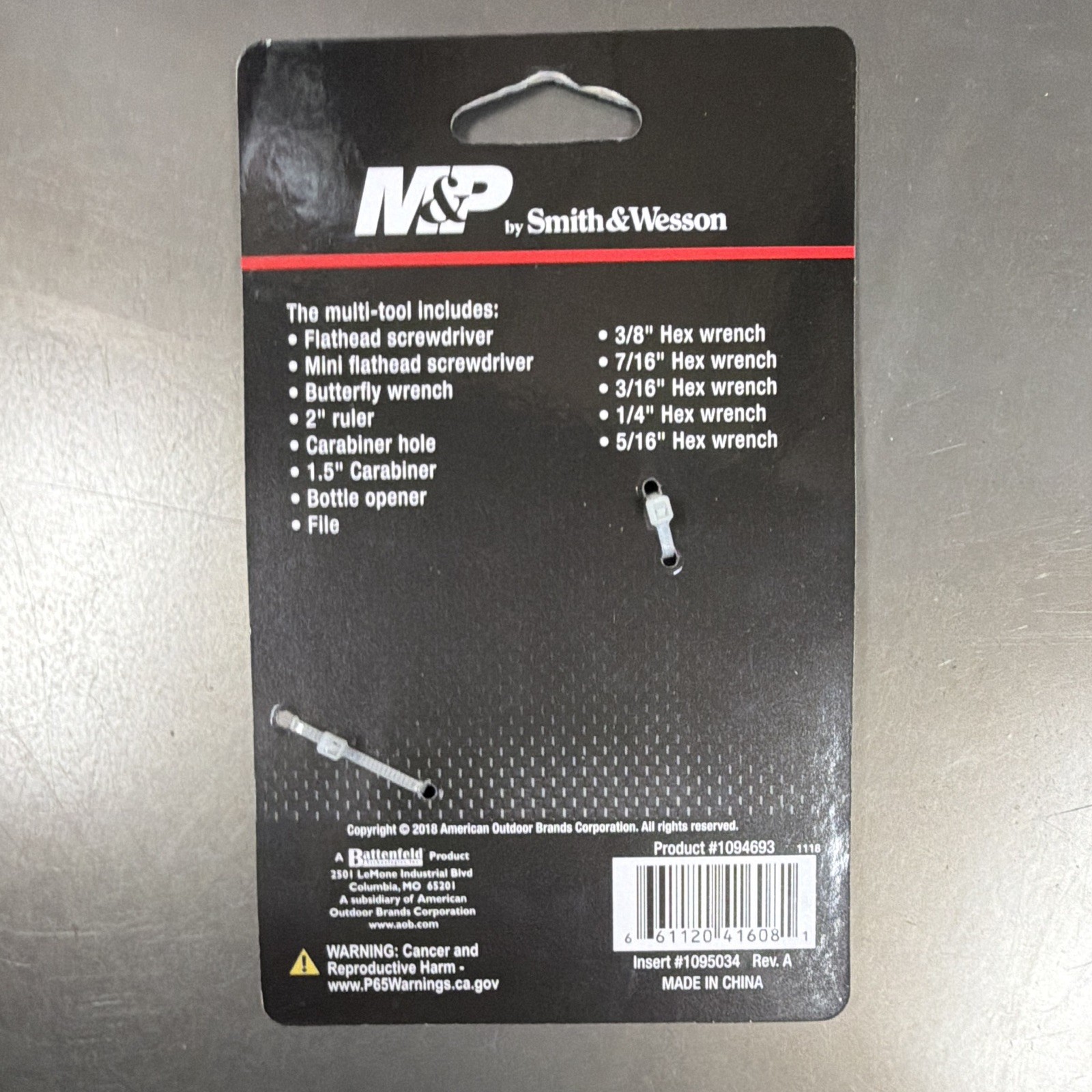 Smith & Wesson M&P 13-in-1 Multi-Tool Stainless Steel Carabiner Silver/Black