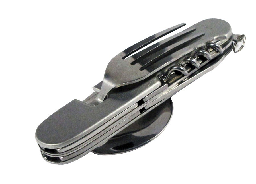 7-In-1 Stainless Steel Multi Function Camping Tool Utensils Knife Spoon Opener