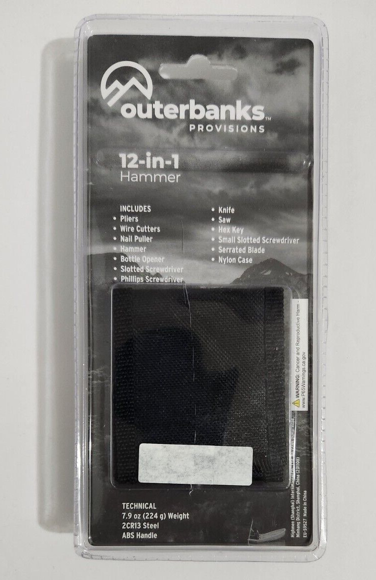 Outerbanks Provisions Multi Tool 12-in-1 Mini Hammer Utility Survival Kit – New