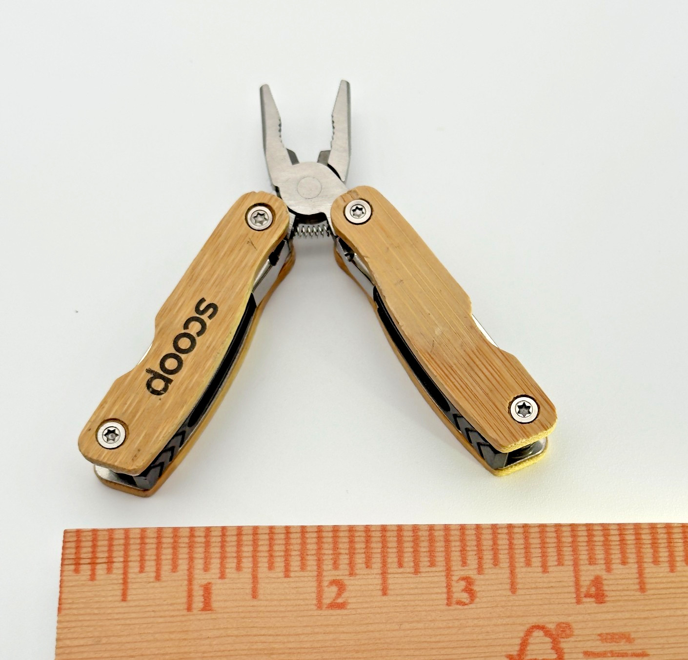 Scoop Mini Multi-Tool Keychain Pliers Pocket Knife Wood Handle – Compact EDC