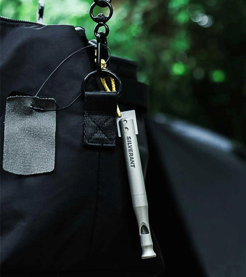EDC Titanium Whistle Waterproof Flint Outdoor Camping survival Tool Keychain