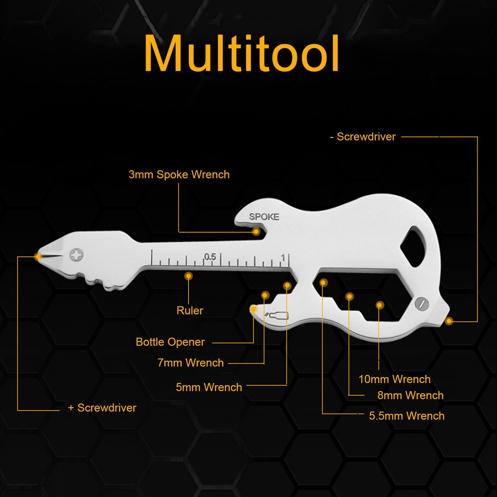 Multitool Keychain Bike Spoke Key Bottle Opener Gadgets Multifunctional