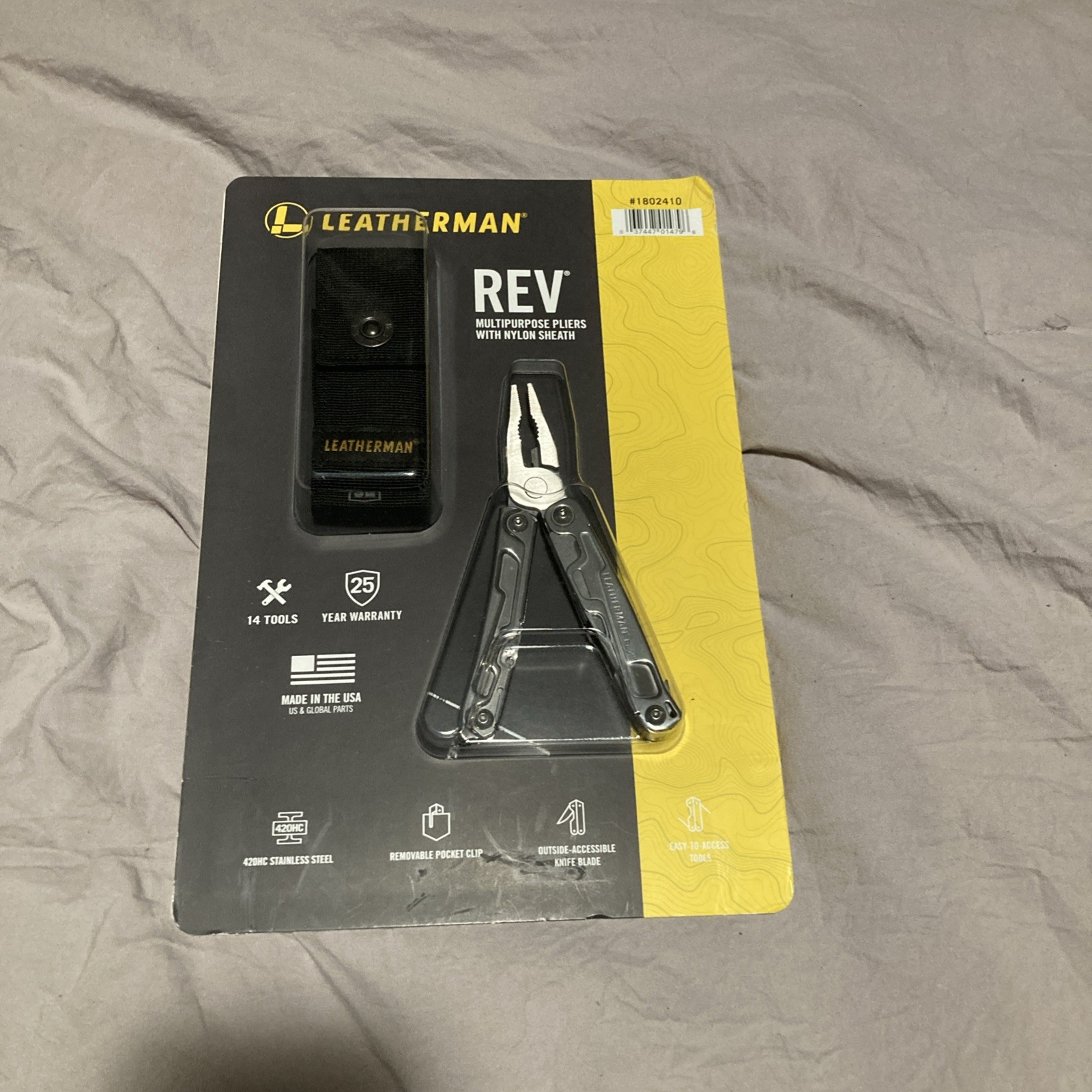 Leatherman Rev Multi-Purpose 14 Tools with Nylon Sheath. New, Sealed.