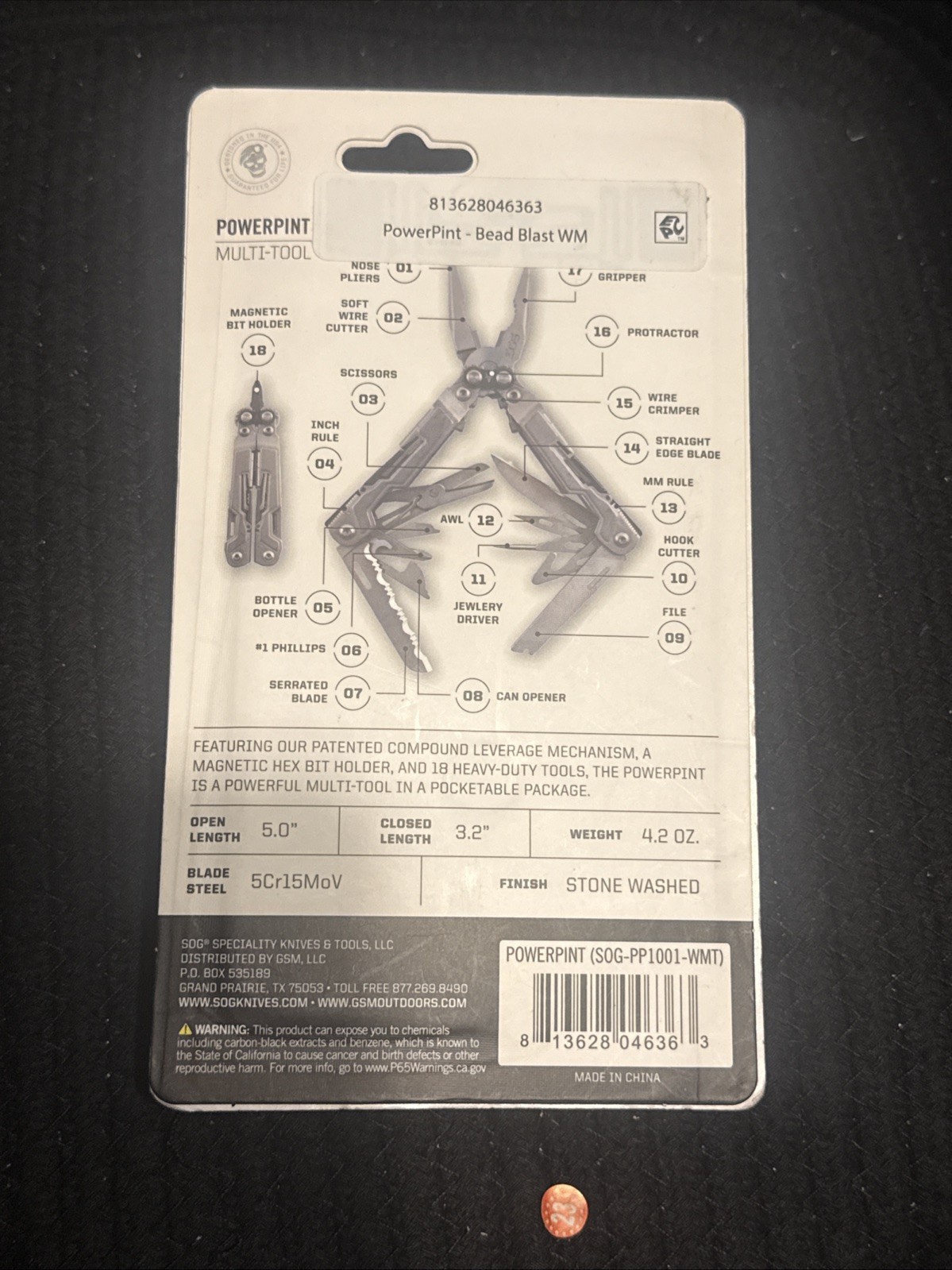 SOG POWERPINT 18 IN 1 MULTI-TOOL BN Mini Multitool PP1001-WMT – Brand New